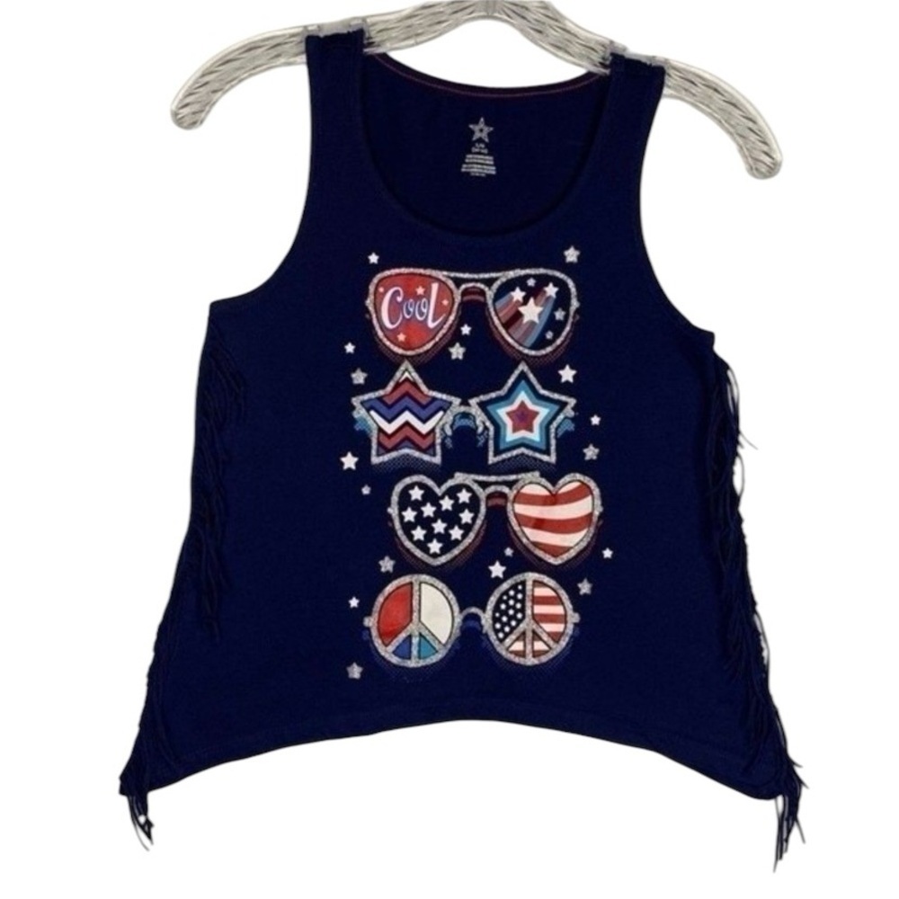 5/$15 Way To Celebrate Red White Blue Fourth Of July American Flag Tank Top L